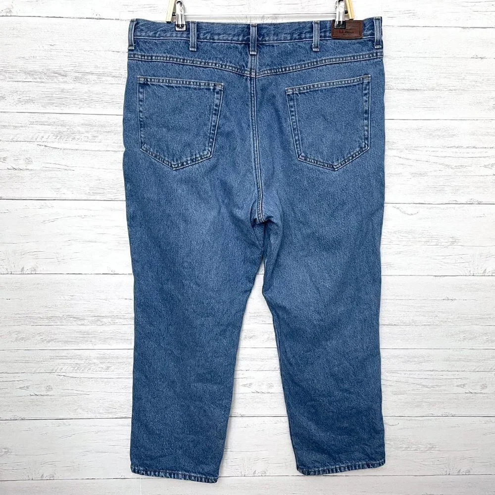 L.L. Bean Men's Flannel Lined Jeans Classic Fit Straight Leg size 40 x 29